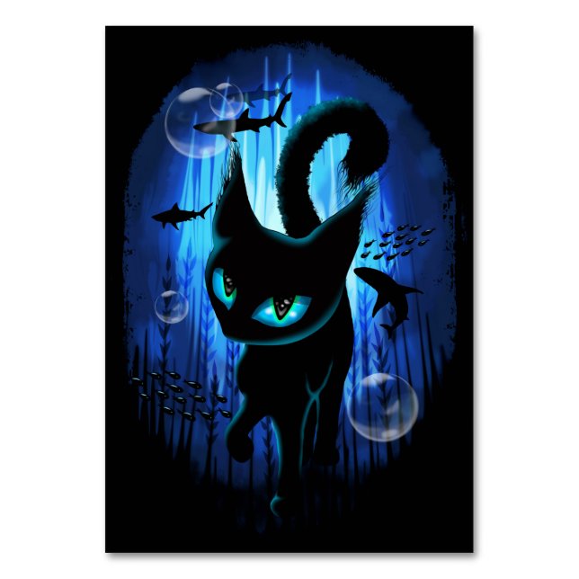 Aquaticat - Surreal Cat in Deep Ocean Fantasy Bordsnummer (Framsidan)