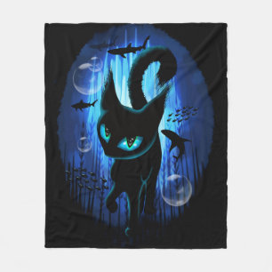 Aquaticat - Surreal Cat in Deep Ocean Fantasy Fleecefilt