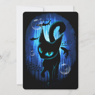 Aquaticat - Surreal Cat in Deep Ocean Fantasy Inbjudningar