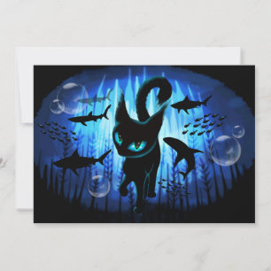 Aquaticat - Surreal Cat in Deep Ocean Fantasy Inbjudningar
