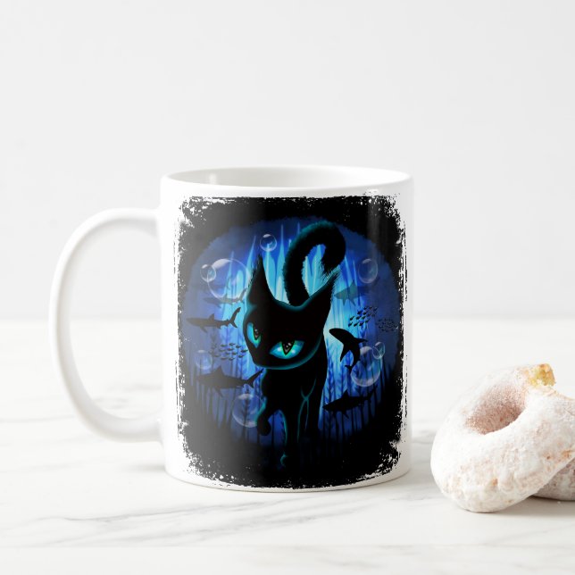 Aquaticat - Surreal Cat in Deep Ocean Fantasy Kaffemugg (Med munk)