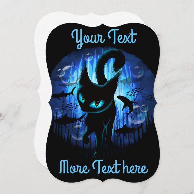 Aquaticat - Surreal Cat in Deep Ocean Fantasy Kort (Fram/baksida)