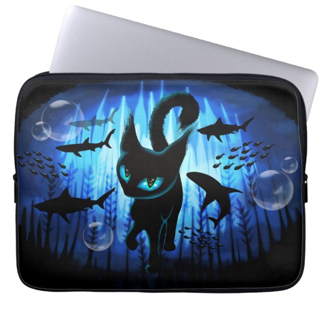 Aquaticat - Surreal Cat in Deep Ocean Fantasy Laptop Fodral (Framsidan)