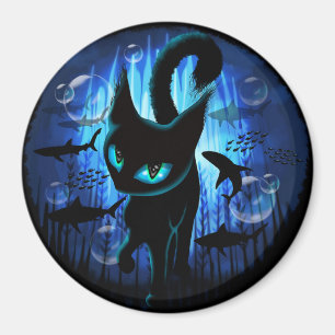 Aquaticat - Surreal Cat in Deep Ocean Fantasy Magnet