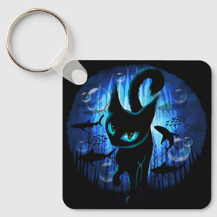 Aquaticat - Surreal Cat in Deep Ocean Fantasy Nyckelring