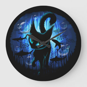 Aquaticat - Surreal Cat in Deep Ocean Fantasy Stor Klocka