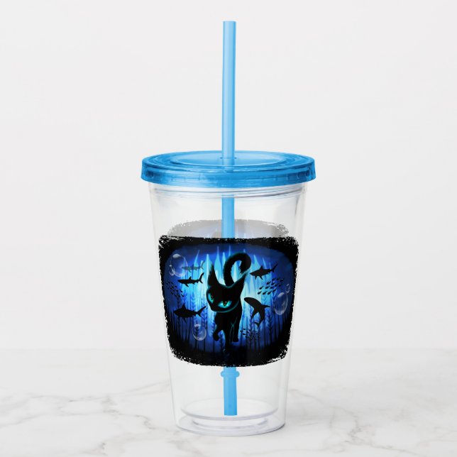Aquaticat - Surreal Cat in Deep Ocean Fantasy Take Away Mugg (Framsida)