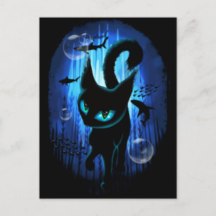 Aquaticat - Surreal Cat in Deep Ocean Fantasy Vykort