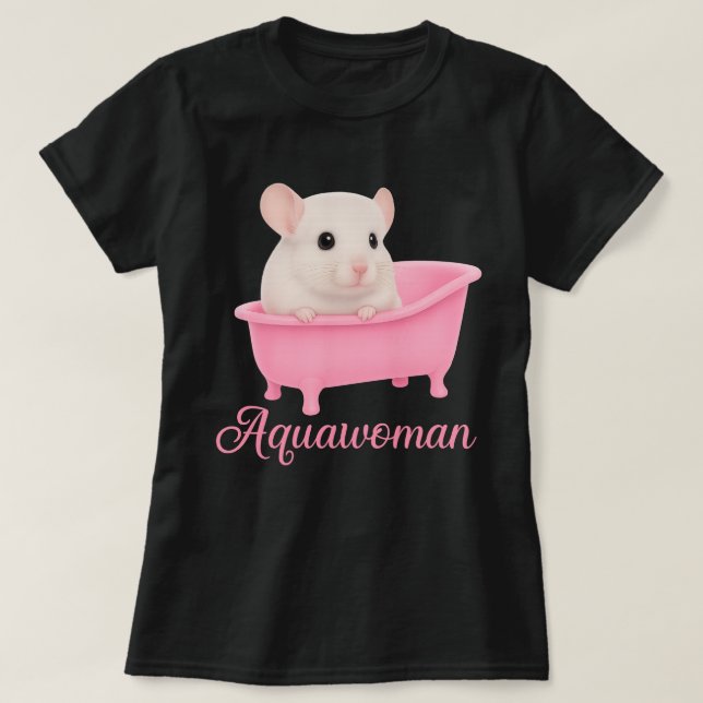 Aquawoman Gerbil in a Pink Bathtub | Kawaii Rodent T Shirt (Design framsida)