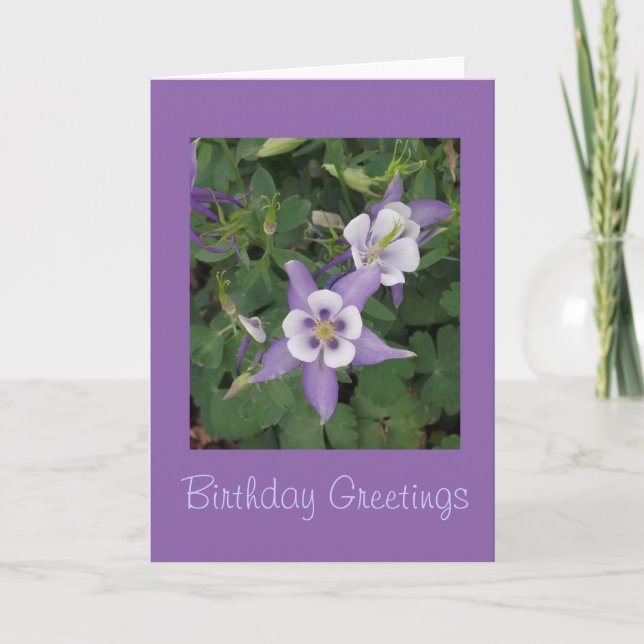 Aquilegia - Columbine Flower Birthday Card Kort (Framsida)