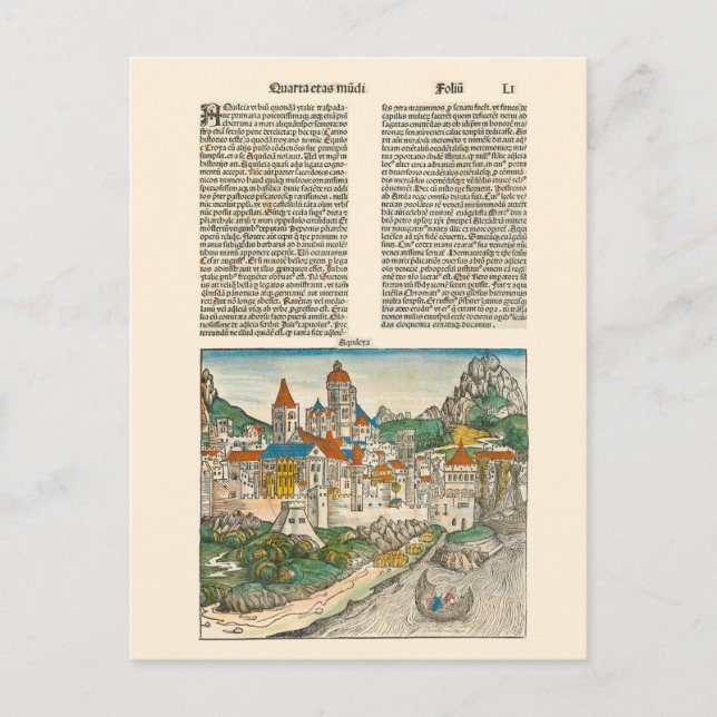 Aquileia Italien Nuremberg Chronicle Medieval Bok Vykort (Framsida)