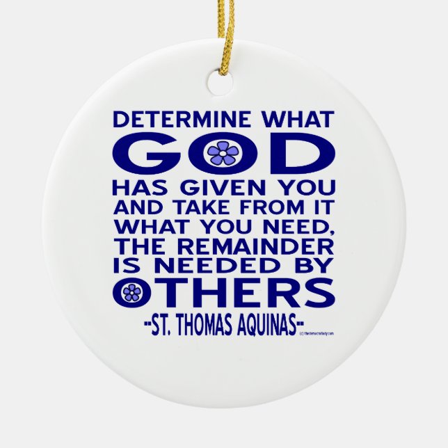 Aquinas Citat Titta Vad Gud Givit Dig Blå Julgransprydnad Keramik (Framsidan)