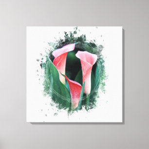 *~* AR12 Artistic Blommigt Calla Lily Coral Grönt Canvastryck
