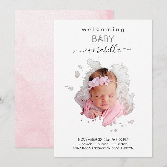 *~* AR21 Artsy Photo Flicka annons Inbjudningar (Fram/baksida)