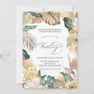 *~* AR21 QR OSA Jungle Leopard Botanical BRÖLLOP Inbjudningar