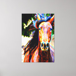 *~* AR22 Black Mane Horse Equine Art Kanvastryck
