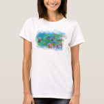 ** AR23 Monet Lily Dynors Pond Cherub Angel T-Shir T Shirt<br><div class="desc">Vita KVINNORS KORTÄRMAD Classic Monet och vatten liljepond. Monet Lilies/ Lotus är turkos Rosa. Om man tittar närmare finns det en ram ovan med cherub änglar. Energetiskt utökad Elegant Feminin romantisk Blommigt som målar upp konstnärligt unikt Kreativ Modern och romantisk Vintage. (SEARCH AR23 för liknande design) Det är en Shabby...</div>