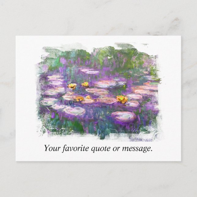 ** AR23 Monet Lily Dynors Pond Fine Art Personaliz Vykort (Framsida)
