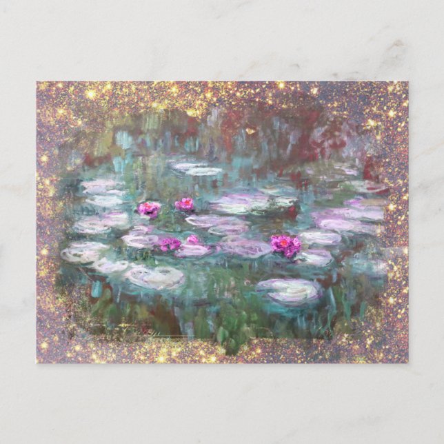 ** AR23 Monet Lily Dynors Pond Glitter Vykort (Framsida)