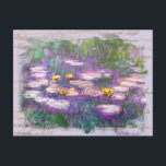 ** AR23 Monet Lily Dynors Pond Vintage Handskrift Vykort<br><div class="desc">POSTCARD POST-KORT ) Gammal Monet-Vintage Guld Handskrift och en subtil pastellbakgrund för Regnbågar. Bakgrunden är mjuk Pastel LAVENDER-LILA i färg. Energetiskt utökad Elegant Feminin Romantic Ephemera Blommigt Painting Artistic Unique Kreativ Modern och Romantic Vintage Gamle (SEARCH AR23 för liknande design) Det är en Shabby chic, kvinnlig flickdesign. Denna design är...</div>