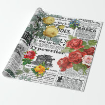 * AR23 Ro Blommigt Blommor Vintage Tidningspapper 