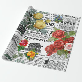 * AR23 Ro Blommigt Blommor Vintage Tidningspapper  Presentpapper