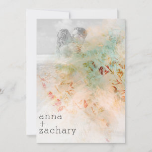 *~* AR26 Botaniskt QR Vintage OSA PHOTO Bröllop Inbjudningar