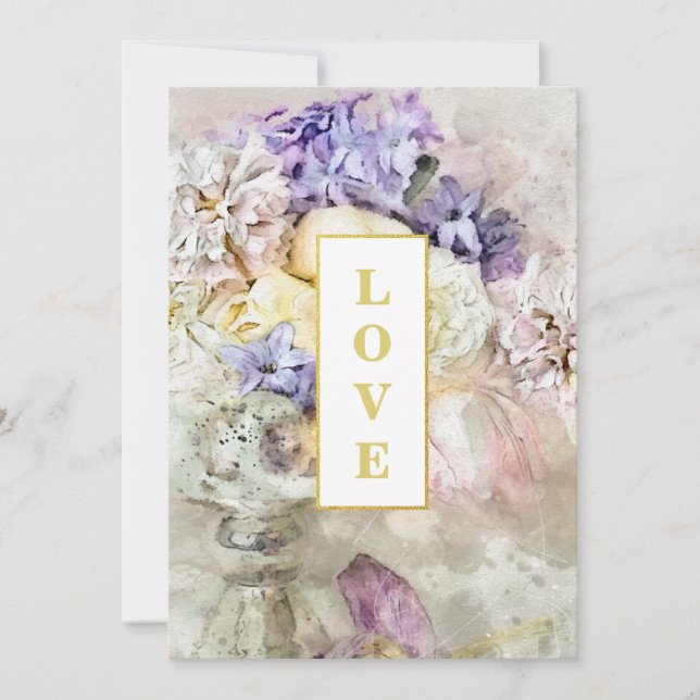 *~AR26 Garden Flowers Bouquet QR OSA Bröllop Inbjudningar (Framsida)