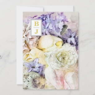 *~ AR26 Land Initialer Bouquet OSA QR Bröllop Inbjudningar