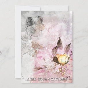 *~* AR26 Rosa 12 QR Victorian OSA PHOTO Bröllop Inbjudningar