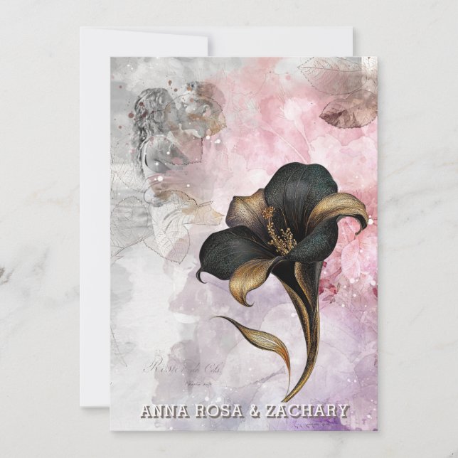 *~* AR26 Rosa 13 QR Victorian OSA PHOTO Bröllop Inbjudningar (Framsida)