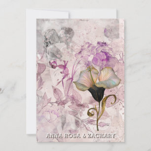 *~* AR26 Rosa 16 QR Victorian OSA PHOTO Bröllop Inbjudningar