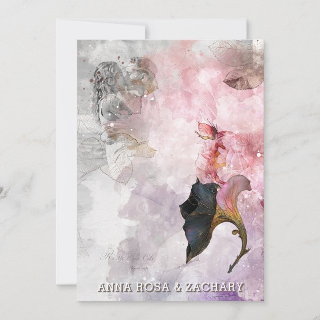 *~* AR26 Rosa 29 QR Victorian OSA PHOTO Bröllop Inbjudningar (Framsida)