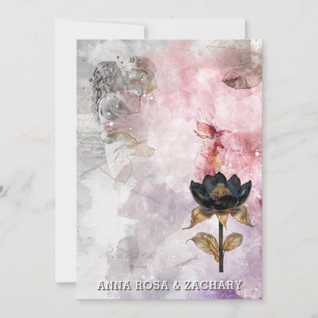 *~* AR26 Rosa 30 QR Victorian OSA PHOTO Bröllop Inbjudningar (Framsida)