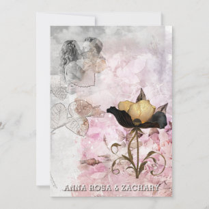 *~* AR26 Rosa 3 QR Viktoriansk RSVP FOTO Bröllop Inbjudningar