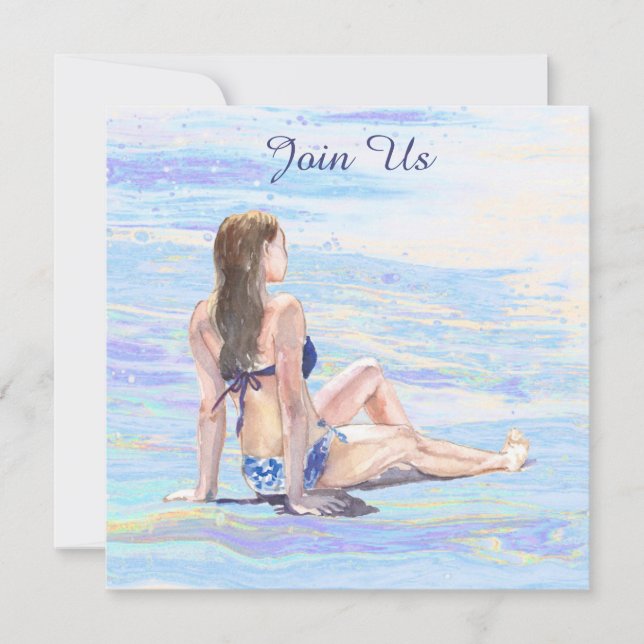 *~* AR29 Kvinna Strand Generisk DIY VALFRI HÄNDELS Inbjudningar (Framsida)