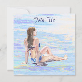 *~* AR29 Kvinna Strand Generisk DIY VALFRI TILLFÄL Inbjudningar