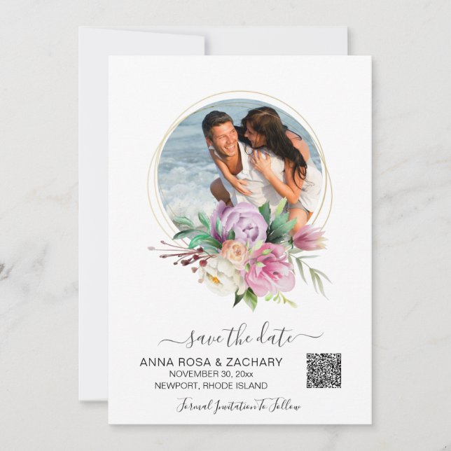 *~* AR6 Blommigt - Bröllop webbplats QR Spara datu Datumet (Framsida)