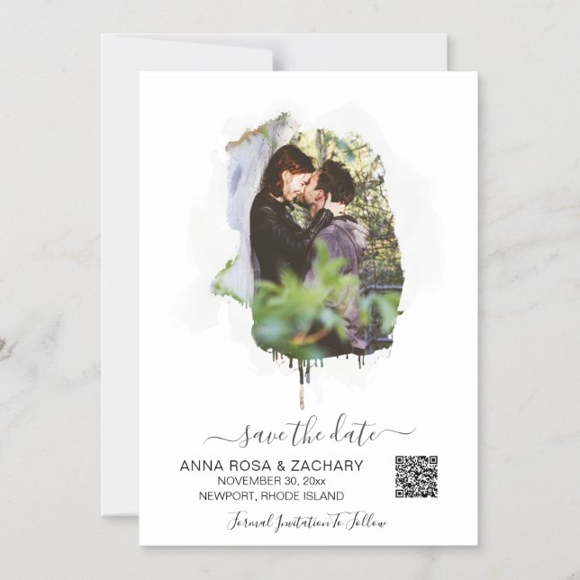 *~* AR6 Bröllop spara datum QR-kod - webbplats Magnetisk Inbjudningskort (Framsida)