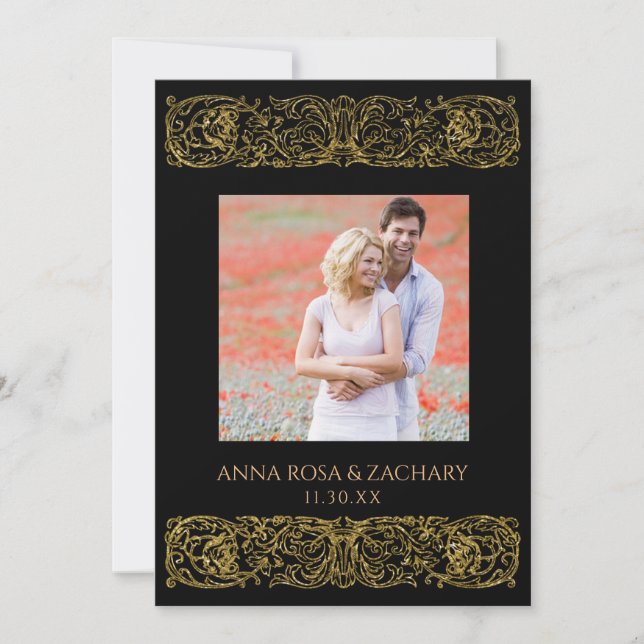*~* AR6 Victorian QR PHOTO OSA Ornate Bröllop Inbjudningar (Framsida)