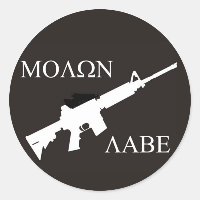 AR-15 Molon Labe Runt Klistermärke (Framsida)