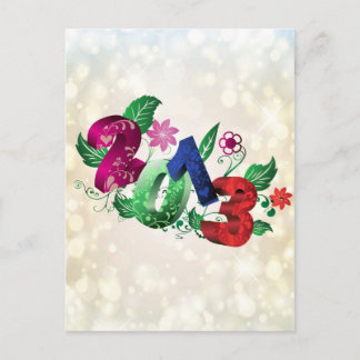 År 2013 3D med blommigt Vykort