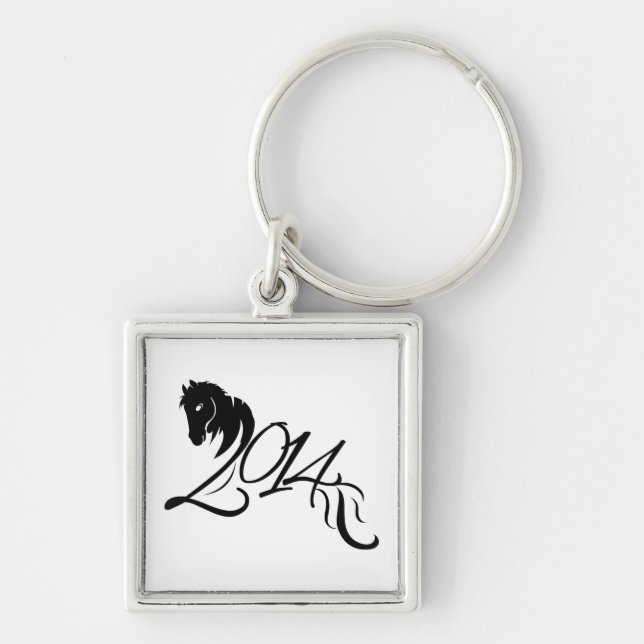 År 2014 fyrkantig silverfärgad nyckelring (Framsidan)