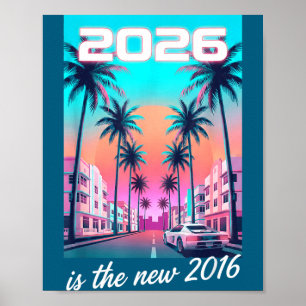 Är 2016 Retro Synthwave Bil Estetik Poster