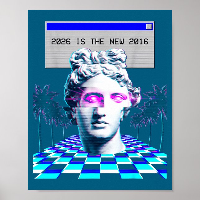 Är 2016 Vaporwave Glitch Staty Aesthetic Poster (Framsidan)
