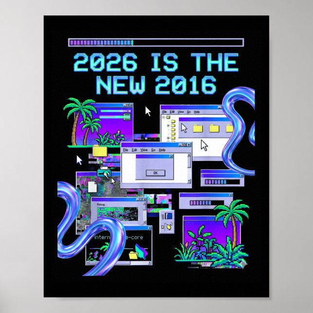 Är 2016 Vaporwave Pixel Dator Estetik Poster (Framsidan)