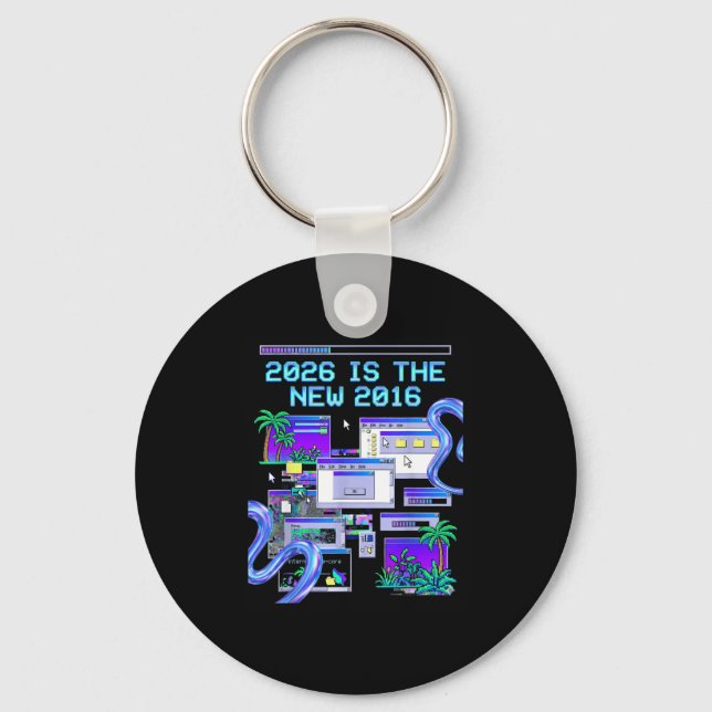 Är 2016 Vaporwave Pixel-datorestetiken Nyckelring (Framsida)
