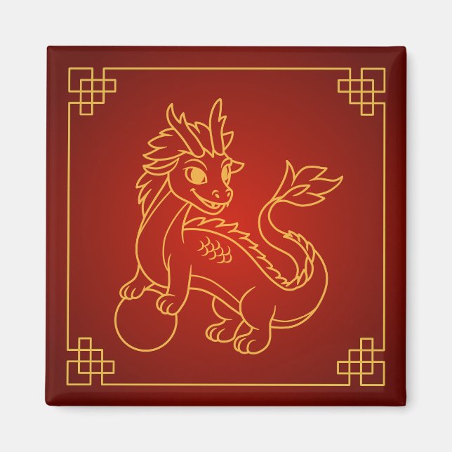 År 2024: Kinesisk zodiak Magnet (Framsidan)