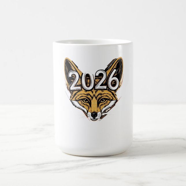 År 2026: Fennec Fox Mascot - Fet nyårsdesign Kaffemugg (Center)