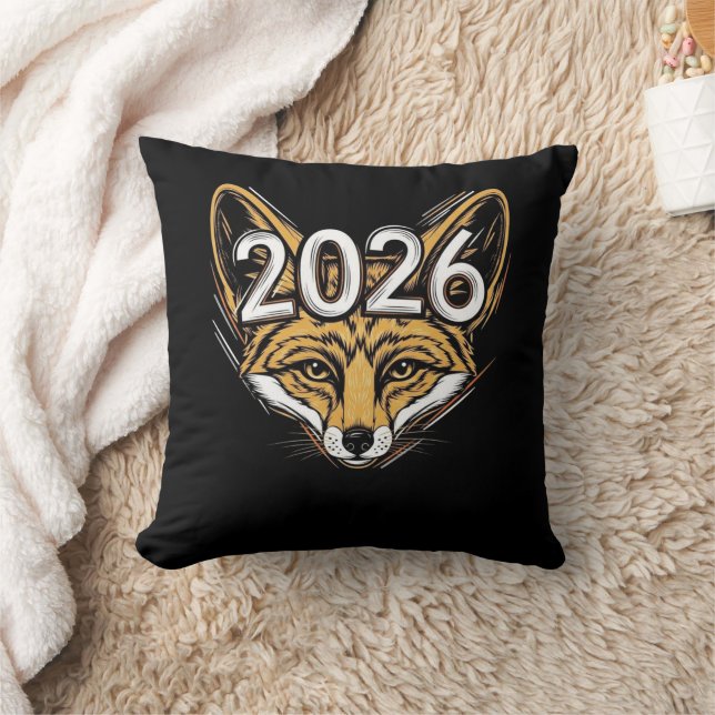 År 2026: Fennec Fox Mascot - Fet nyårsdesign Kudde (Filt)